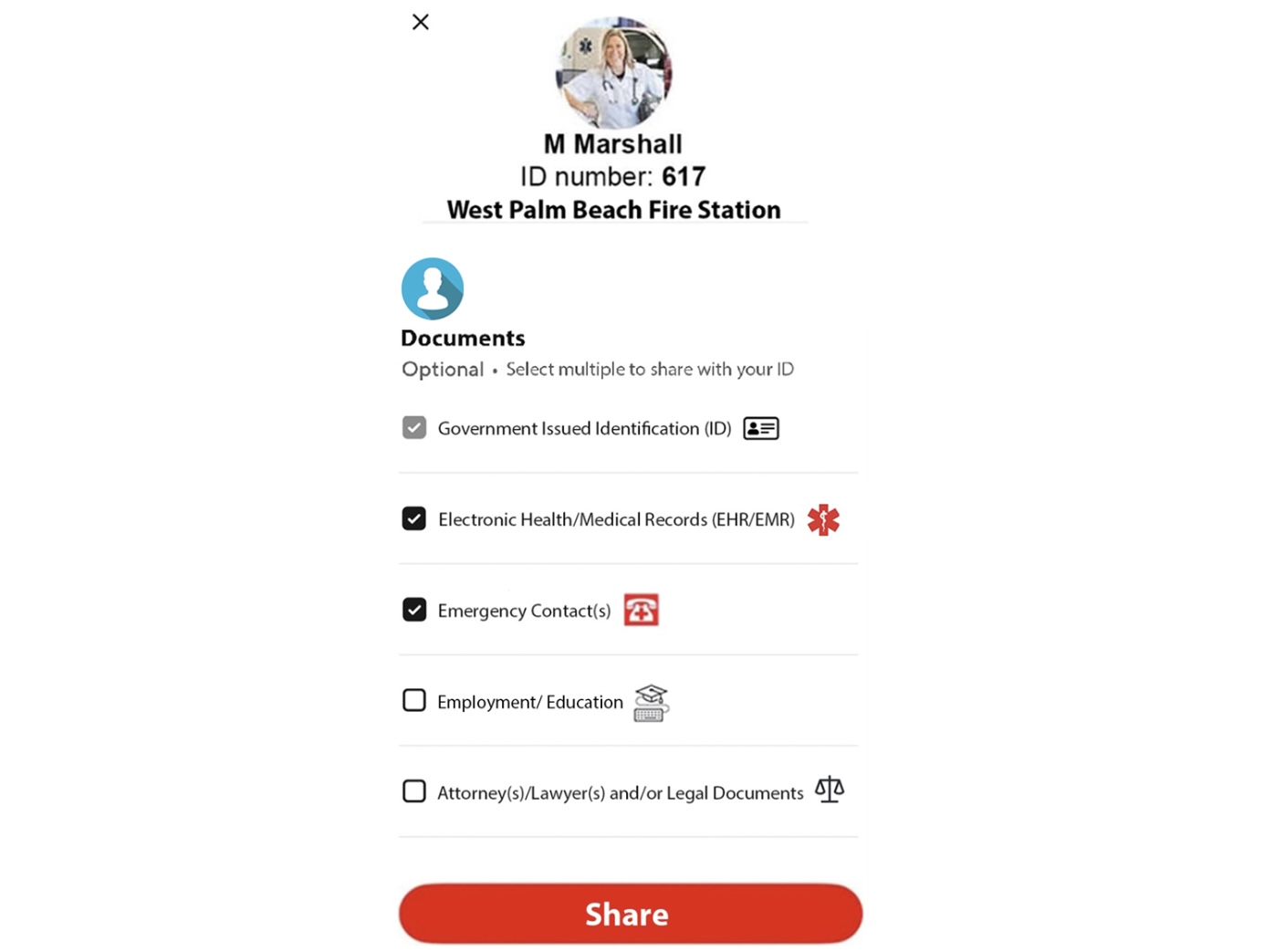 911 ID Sharing selection