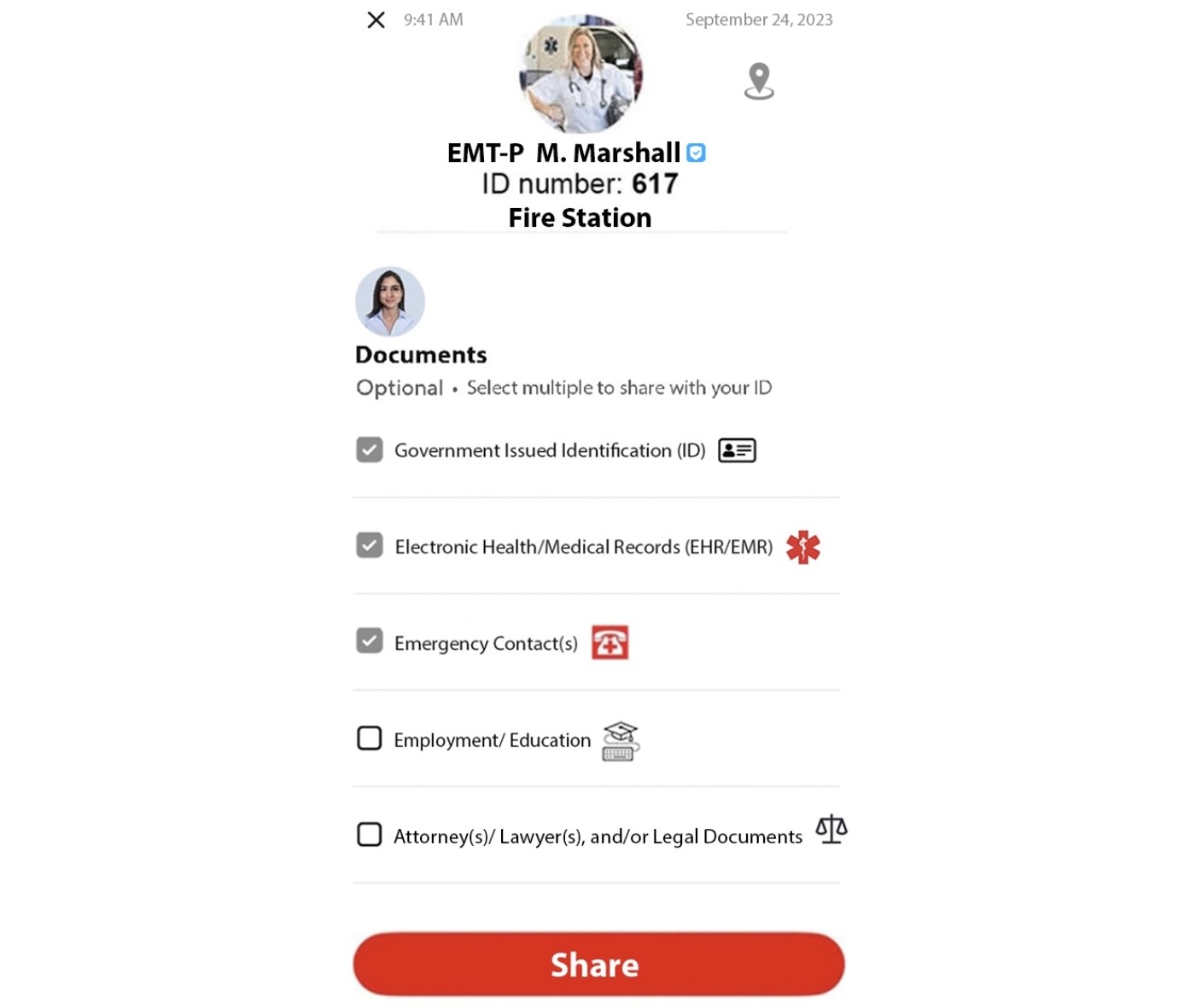 911 ID Sharing selection