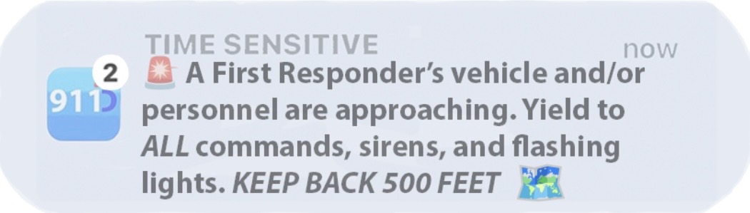 911 ID CODE ALERT Notification Banner