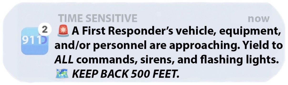 911 ID CODE ALERT Notification Banner