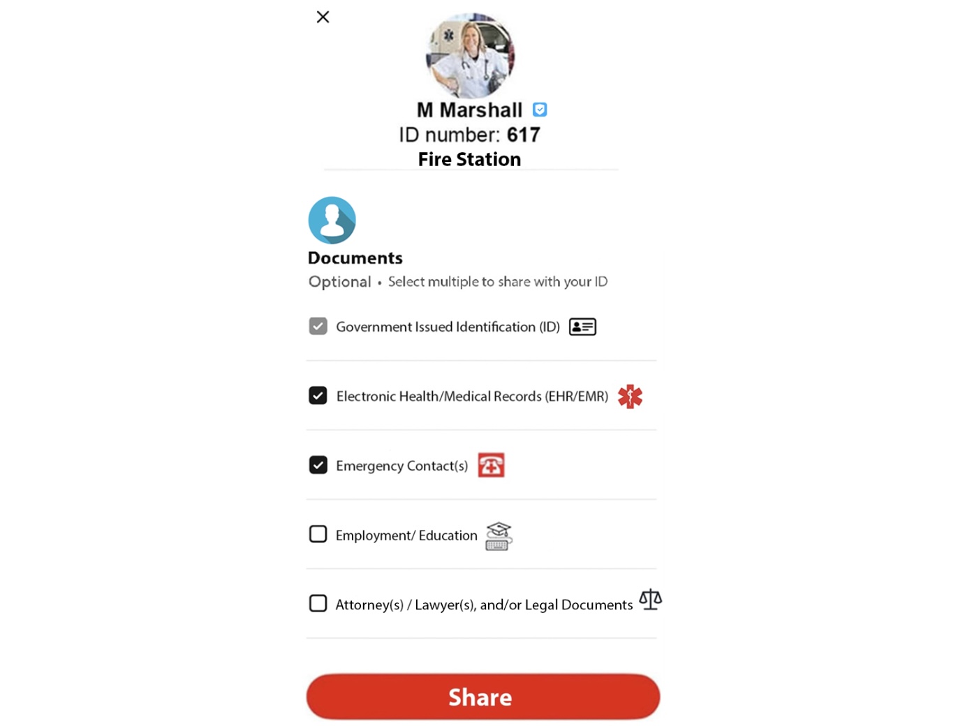 911 ID Sharing selection