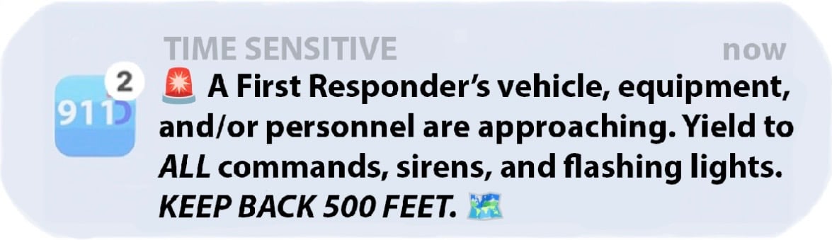 911 ID CODE ALERT Notification Banner