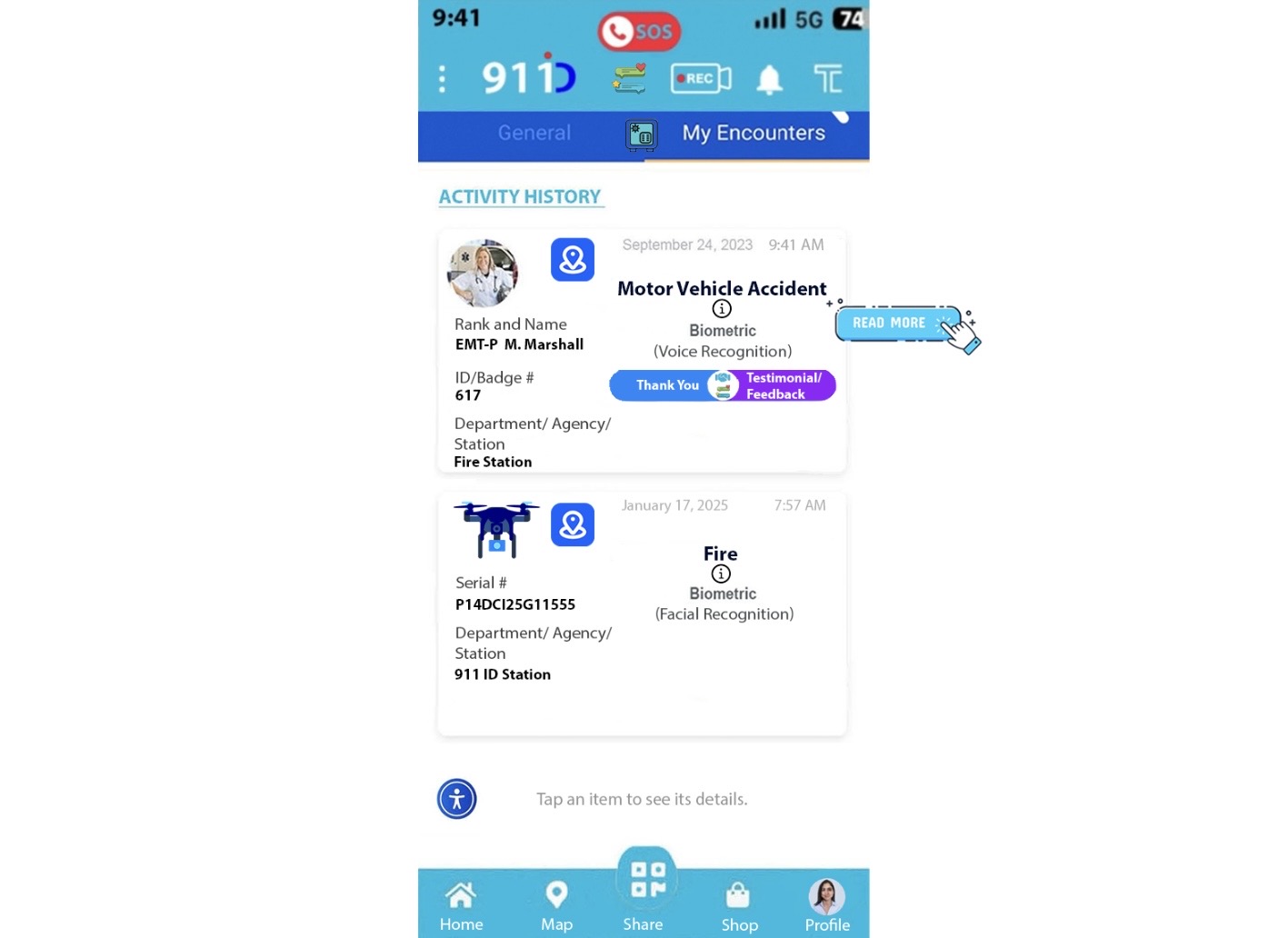 911 ID User activity history
