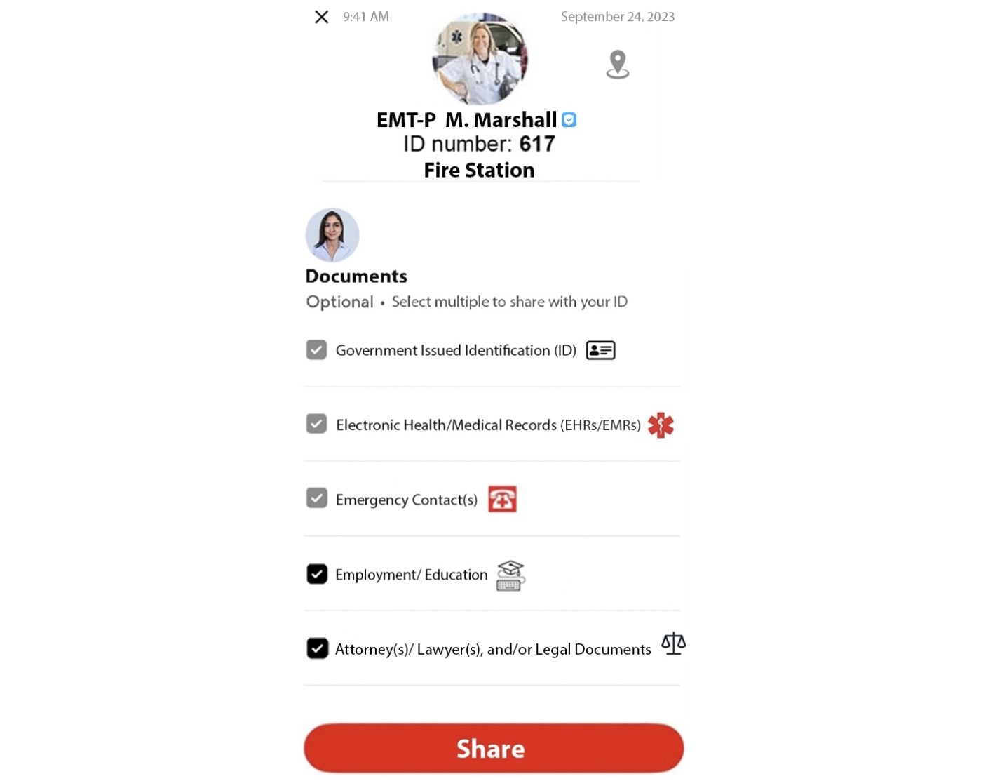 911 ID Sharing selection