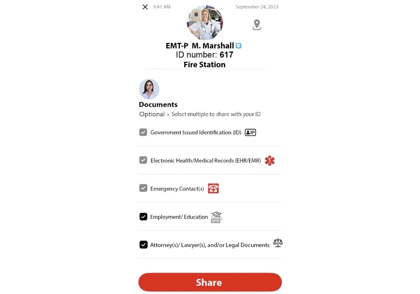 911 ID Sharing selection