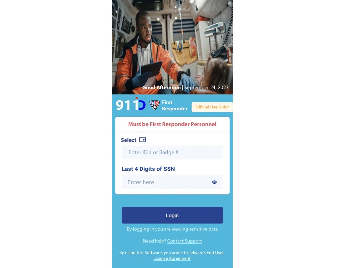911 ID First Responder log in
