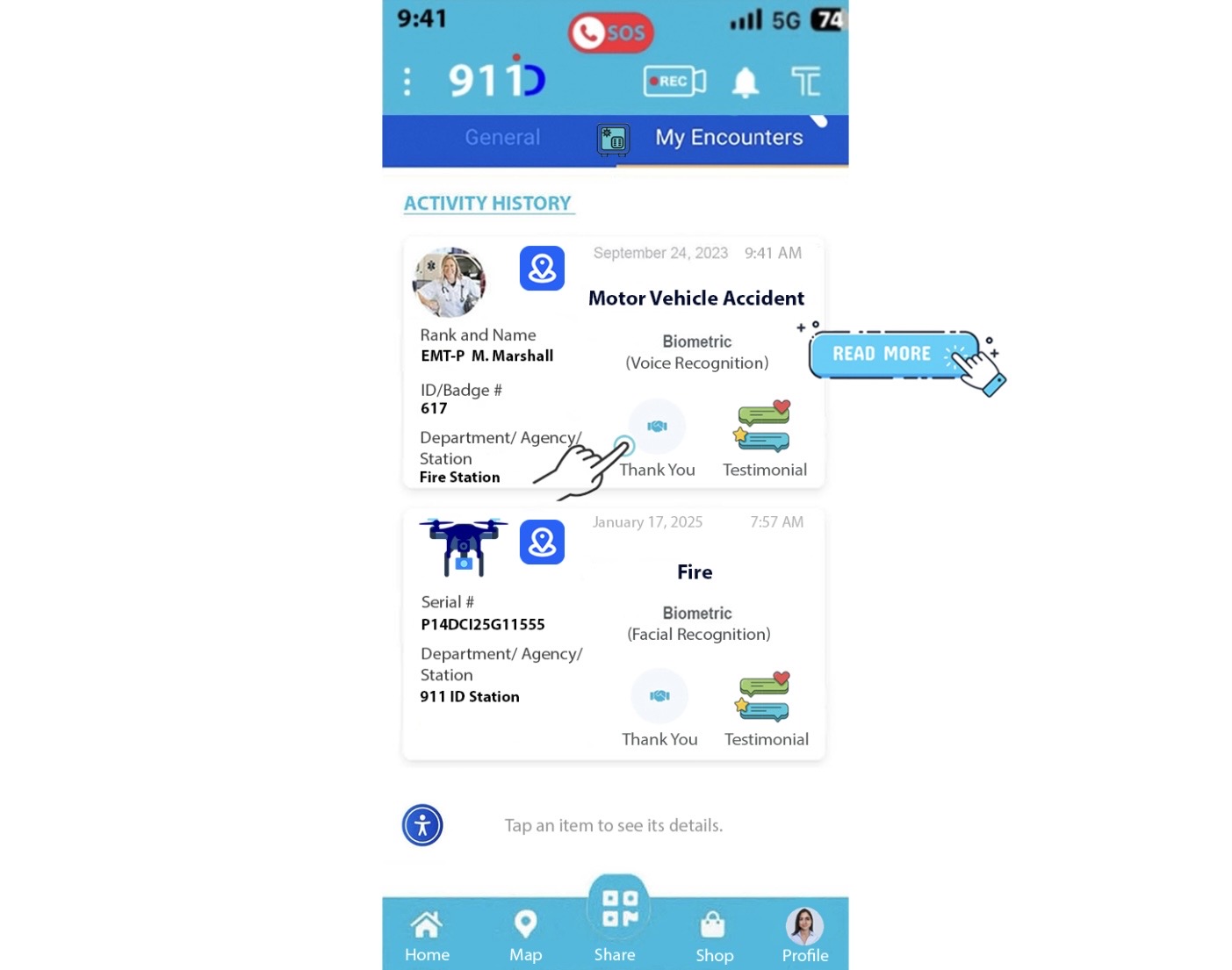 911 ID User activity history