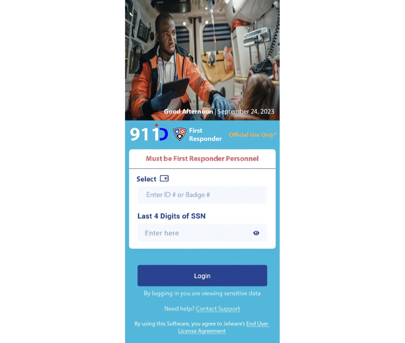 911 ID First Responder log in
