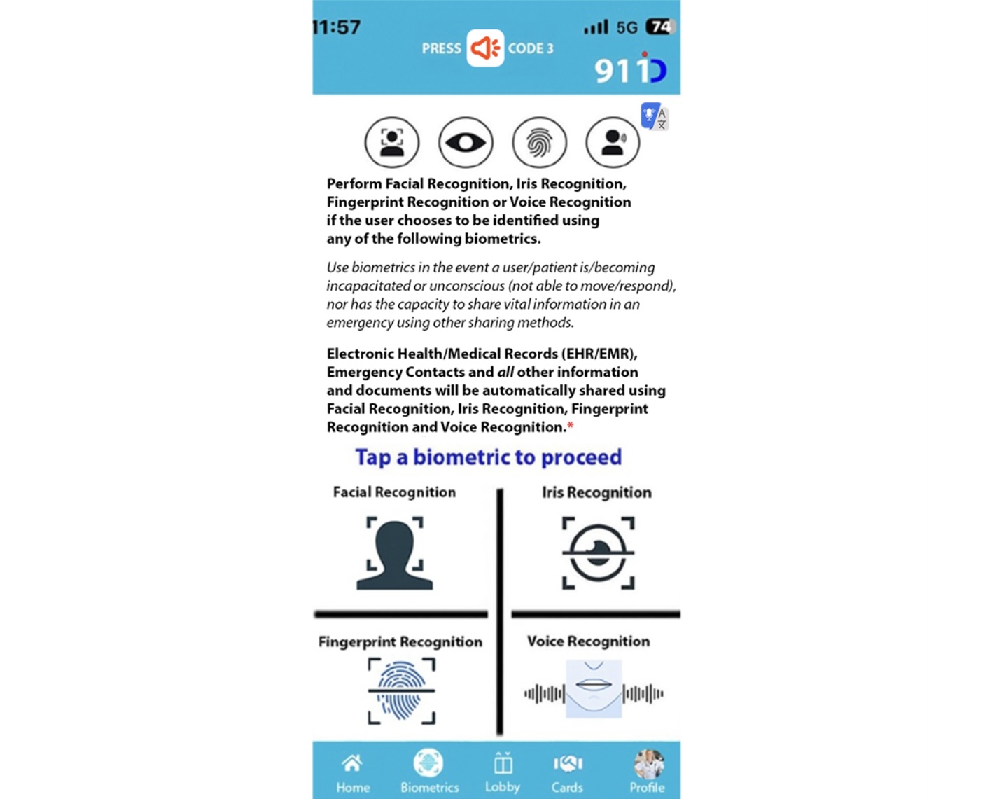 911 ID First responder biometrics