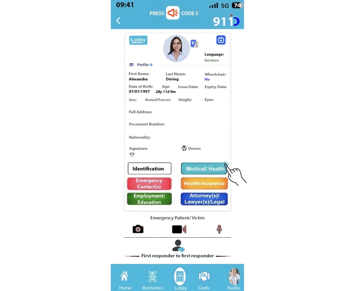 911 ID First Responder emergency information